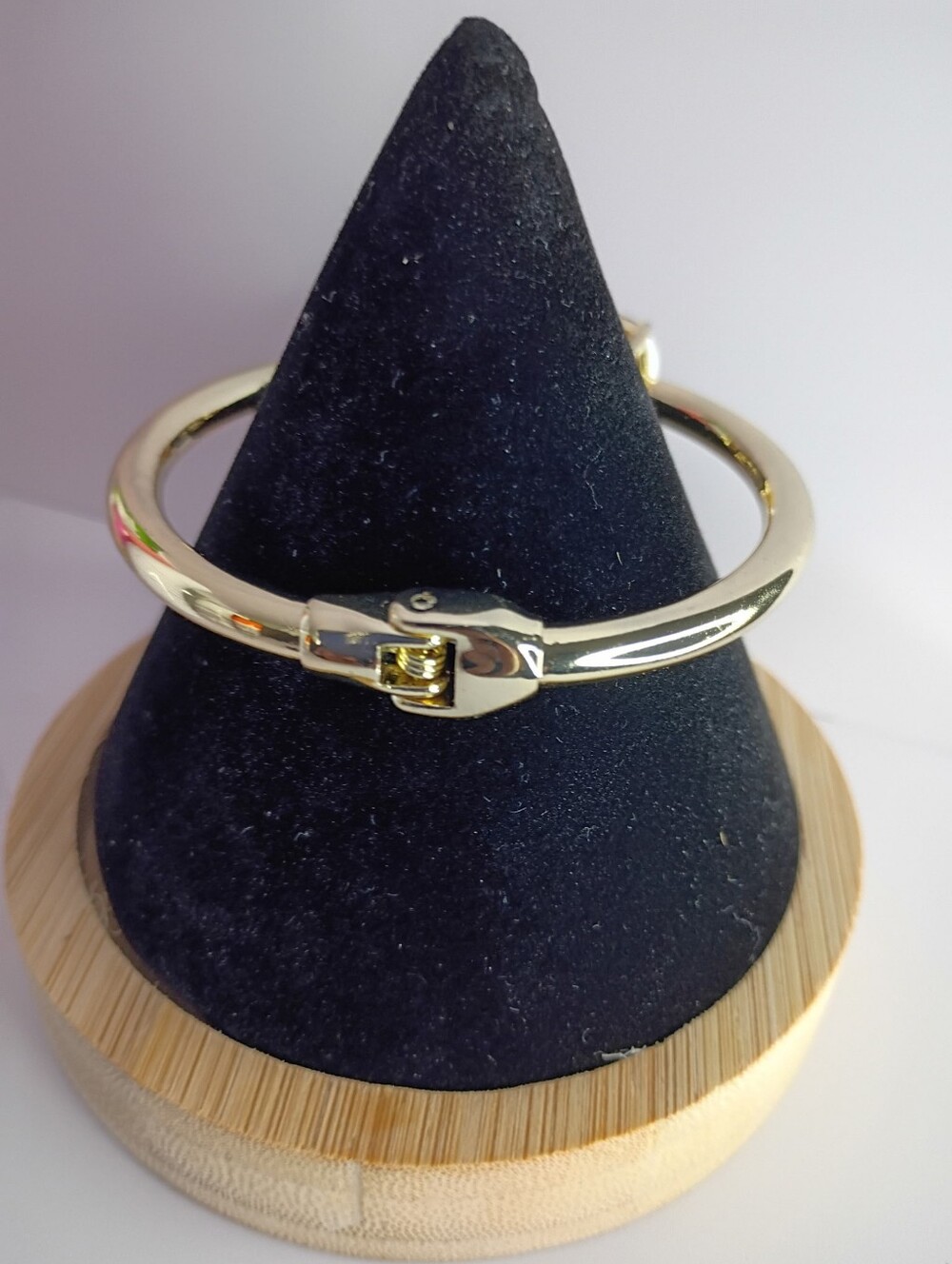 Gold Cuff Bracelet with Red Cushion-Cut Stones - Picture 2 of 3